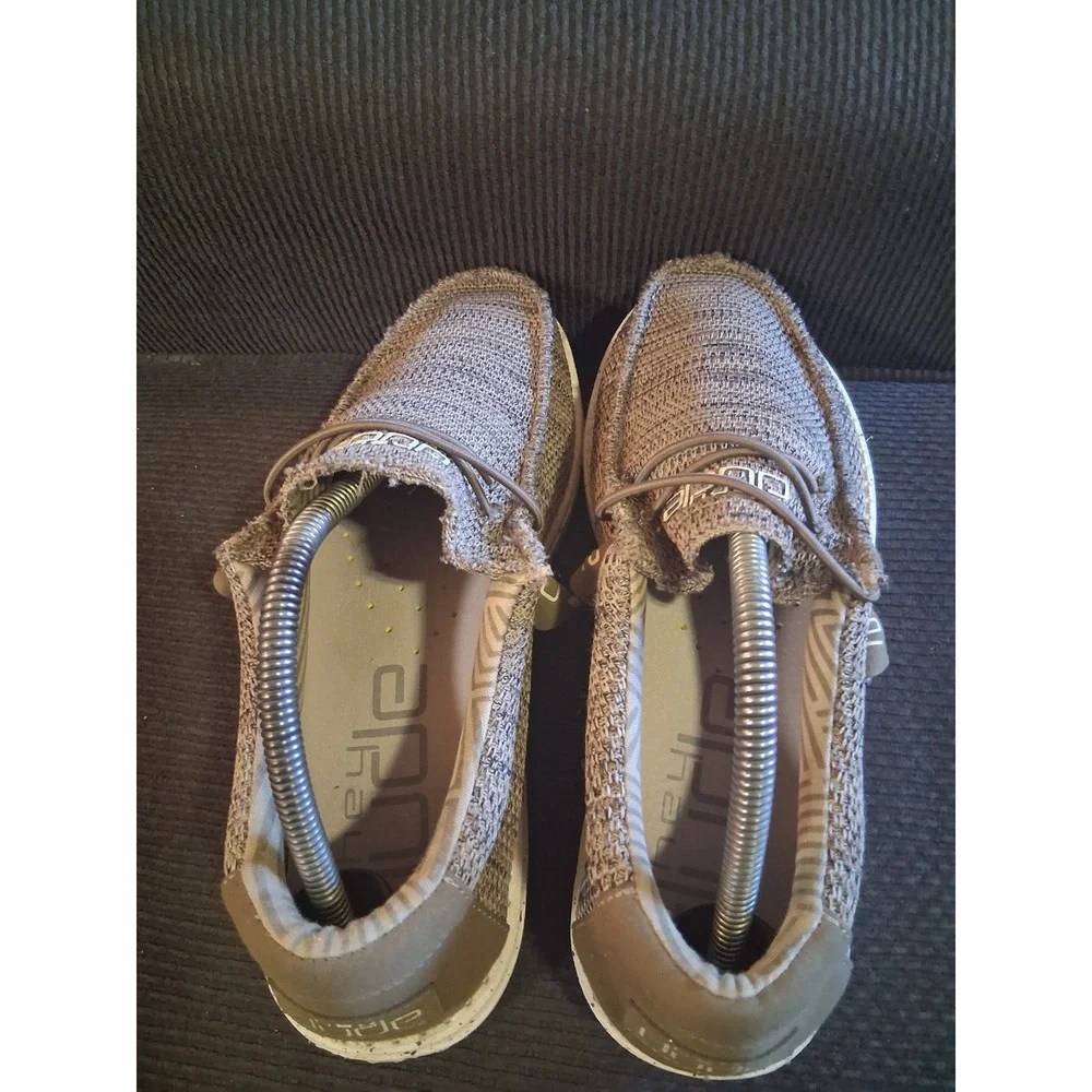 Hey Dude Wally Sox Mens Brown Slip On Loafers Shoes Size 9 Stretch Knit Casual